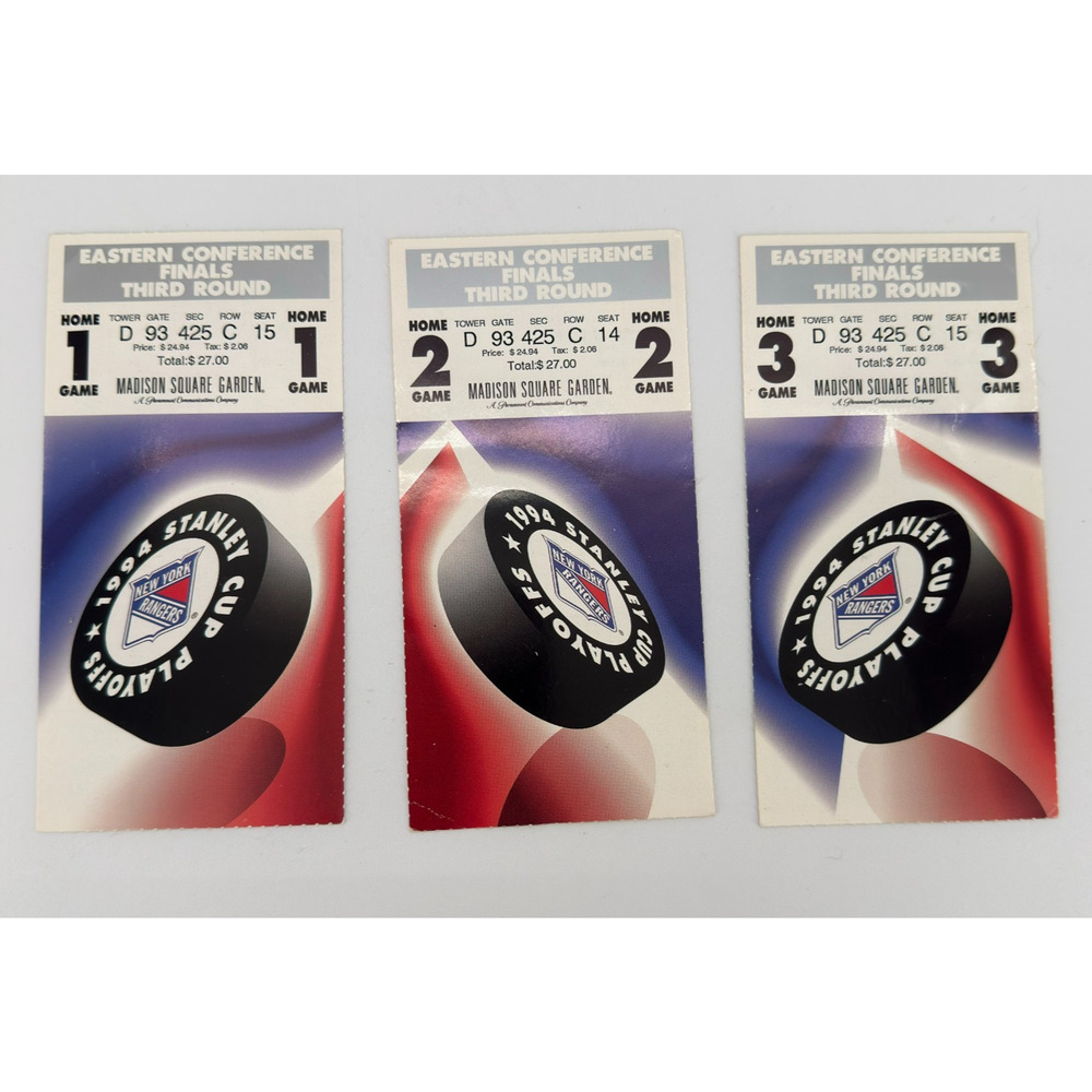 NY Rangers 1994 Stanley Cup Playoffs Eastern Finals Tickets Games 1–3 at MSG